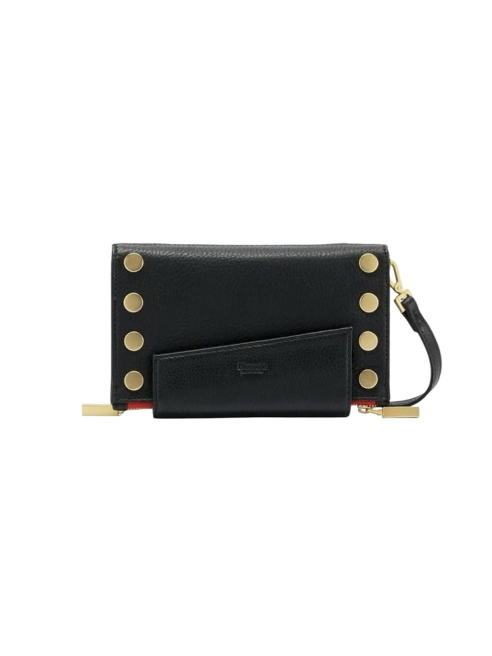HAMMITT Black Levy crossbody wallet with Gold Hardware